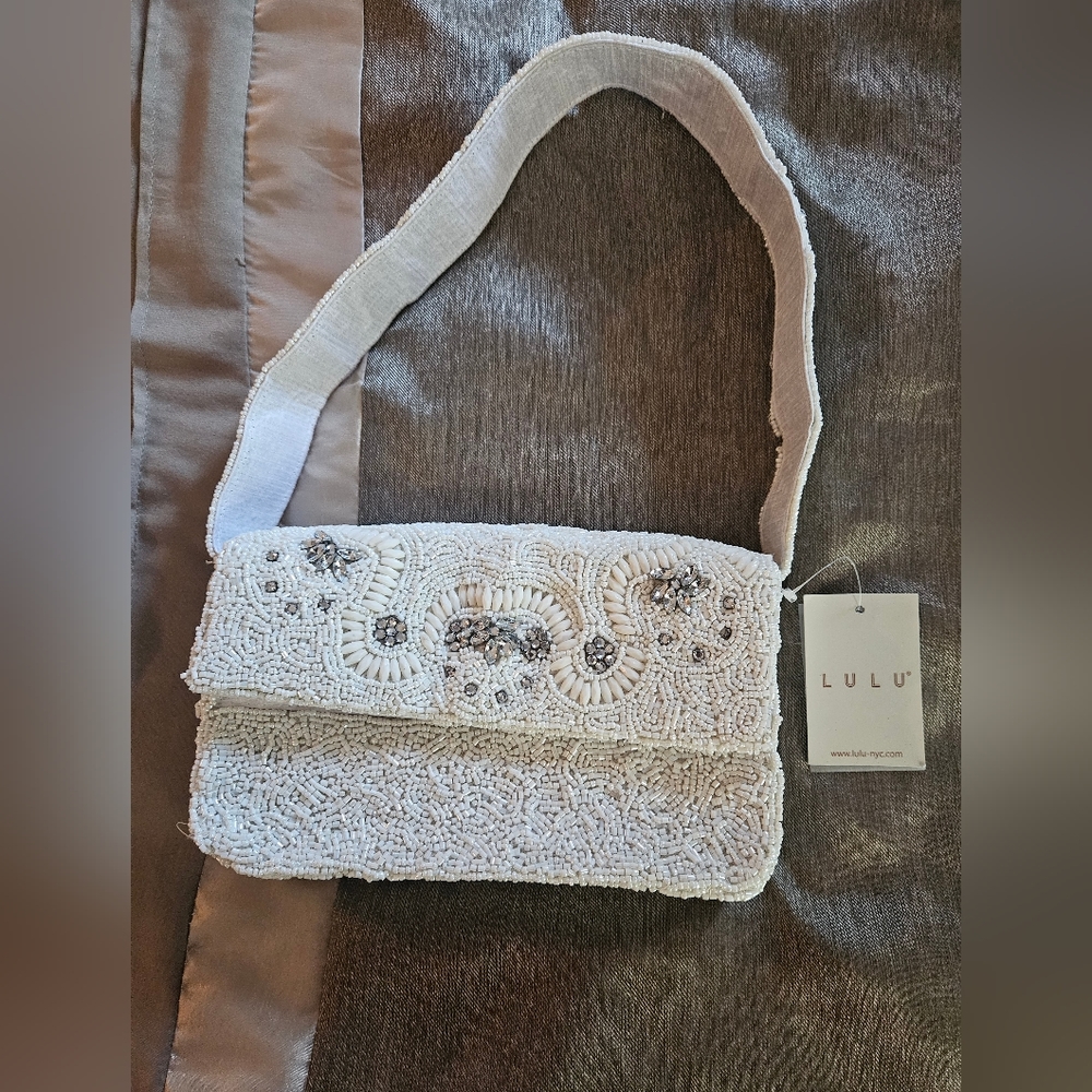 Beaded White Purse